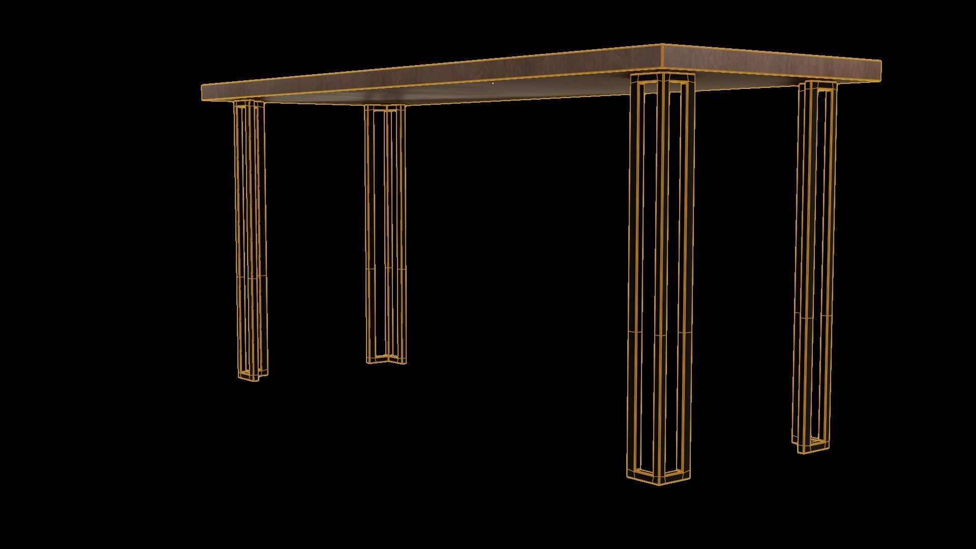 Modern loft Dinning table wooden metal id3 Low-poly 3D model_7