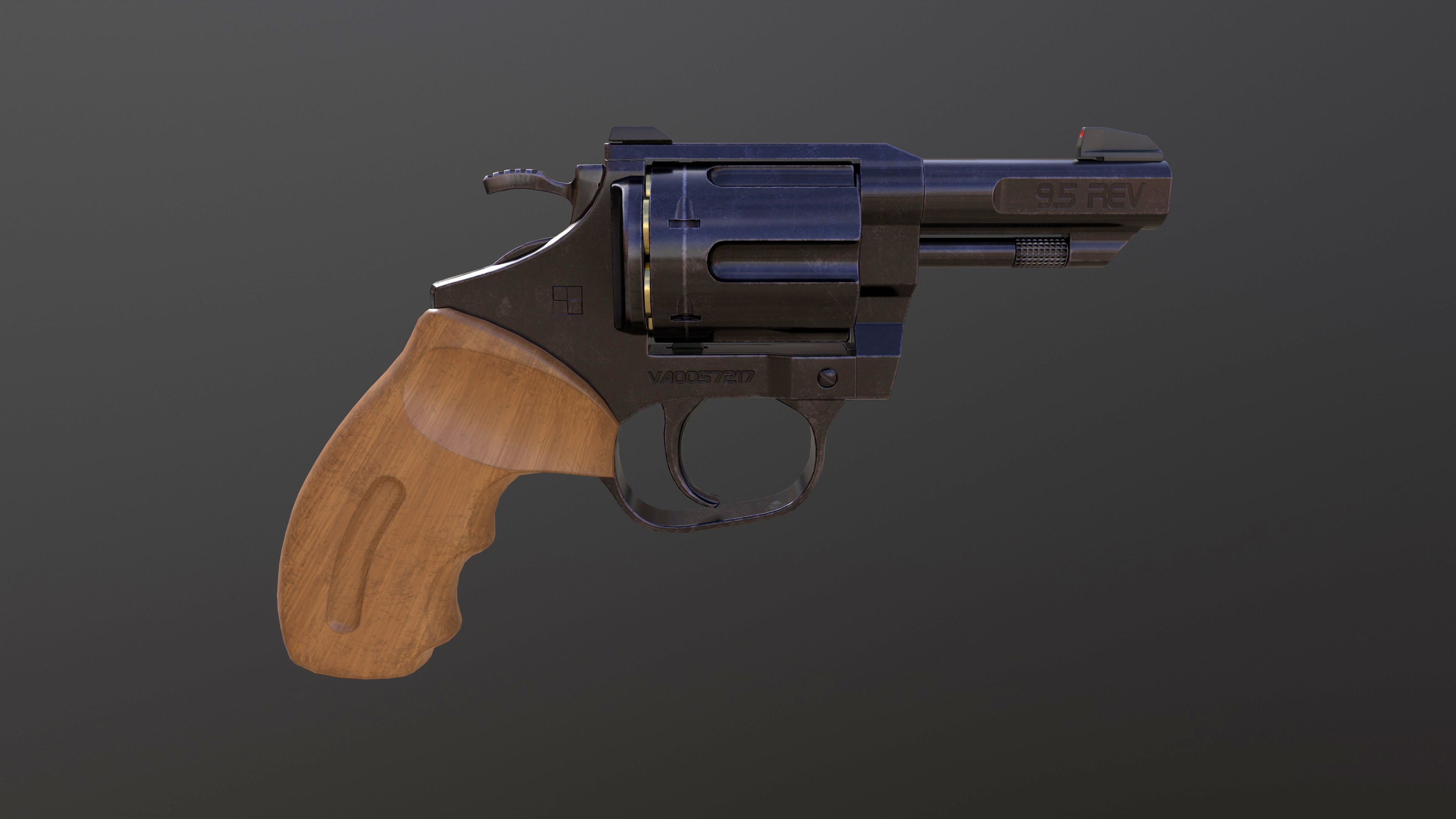 Rook Compact Revolver Blued with Accessories Low-poly 3D model_10