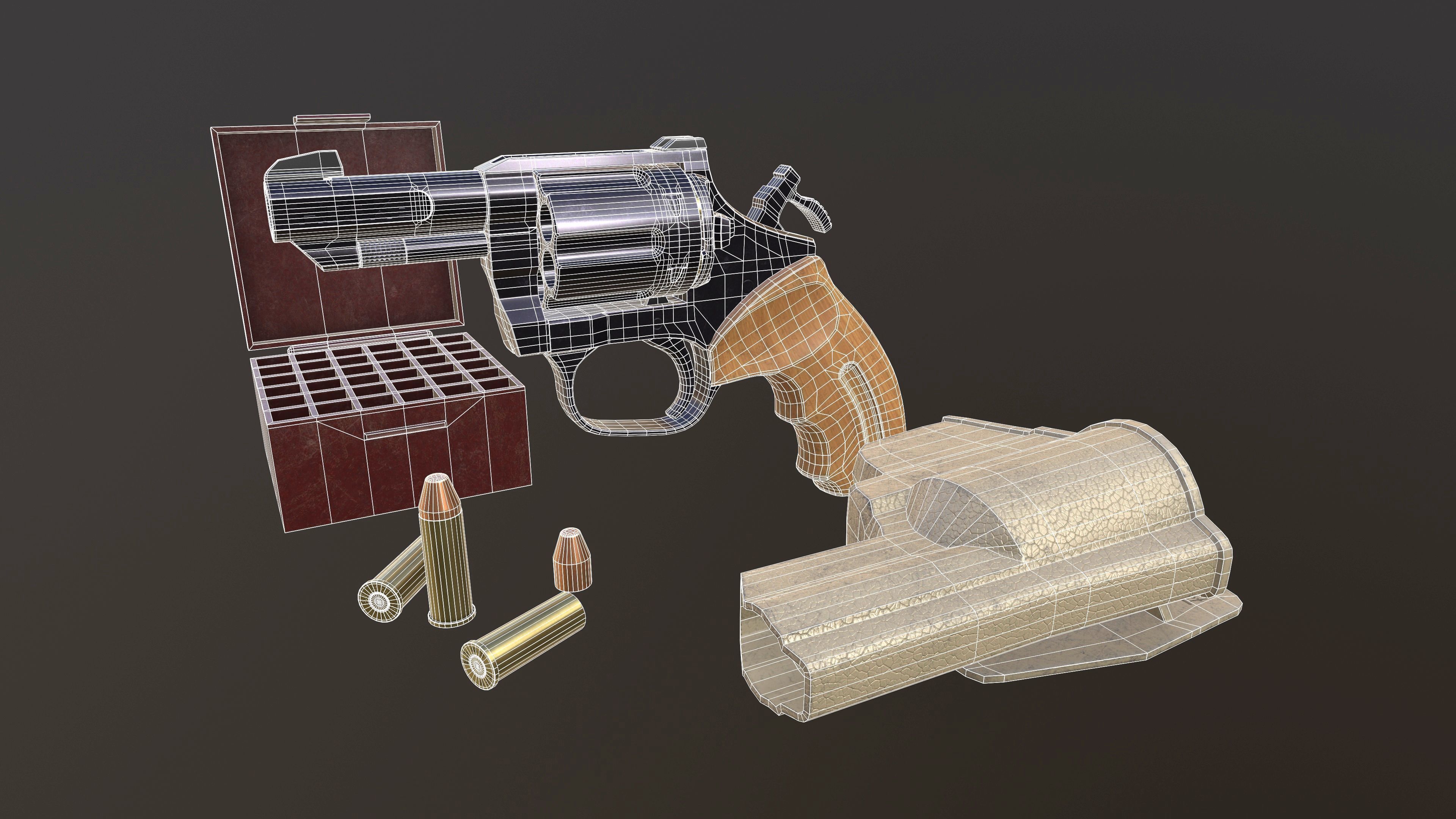 Rook Compact Revolver Blued with Accessories Low-poly 3D model_27