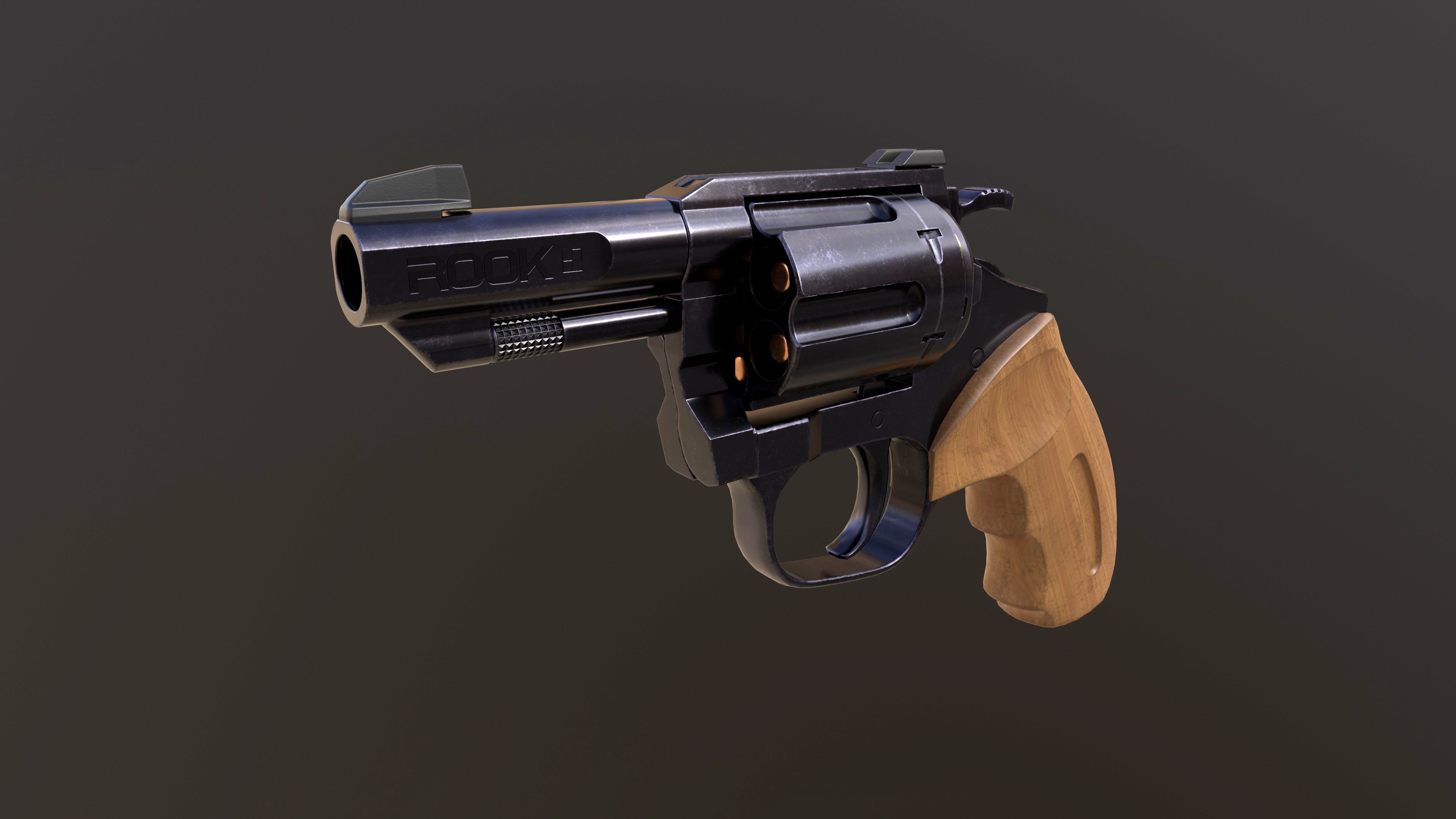 Rook Compact Revolver Blued with Accessories Low-poly 3D model_12