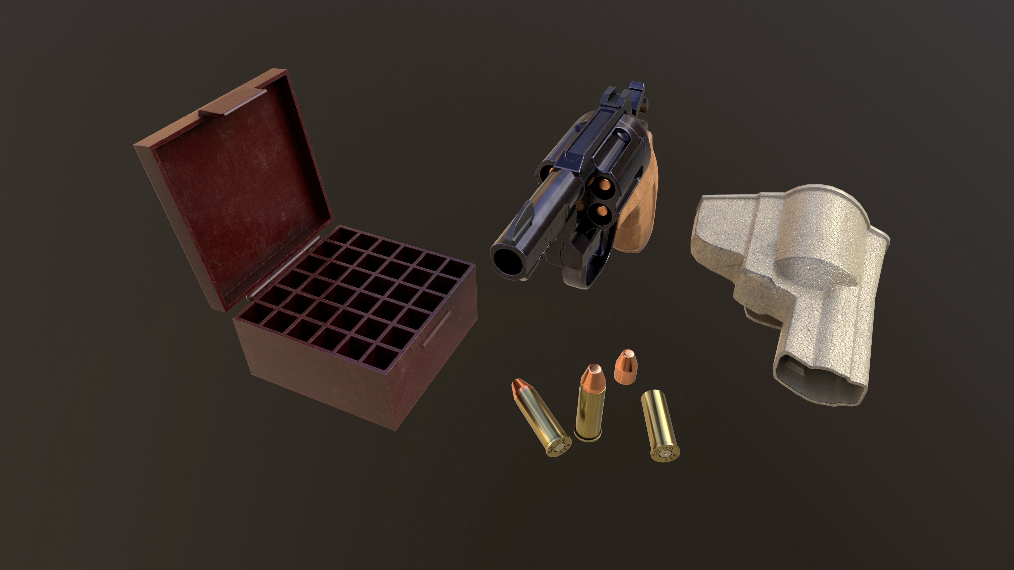 Rook Compact Revolver Blued with Accessories Low-poly 3D model_5