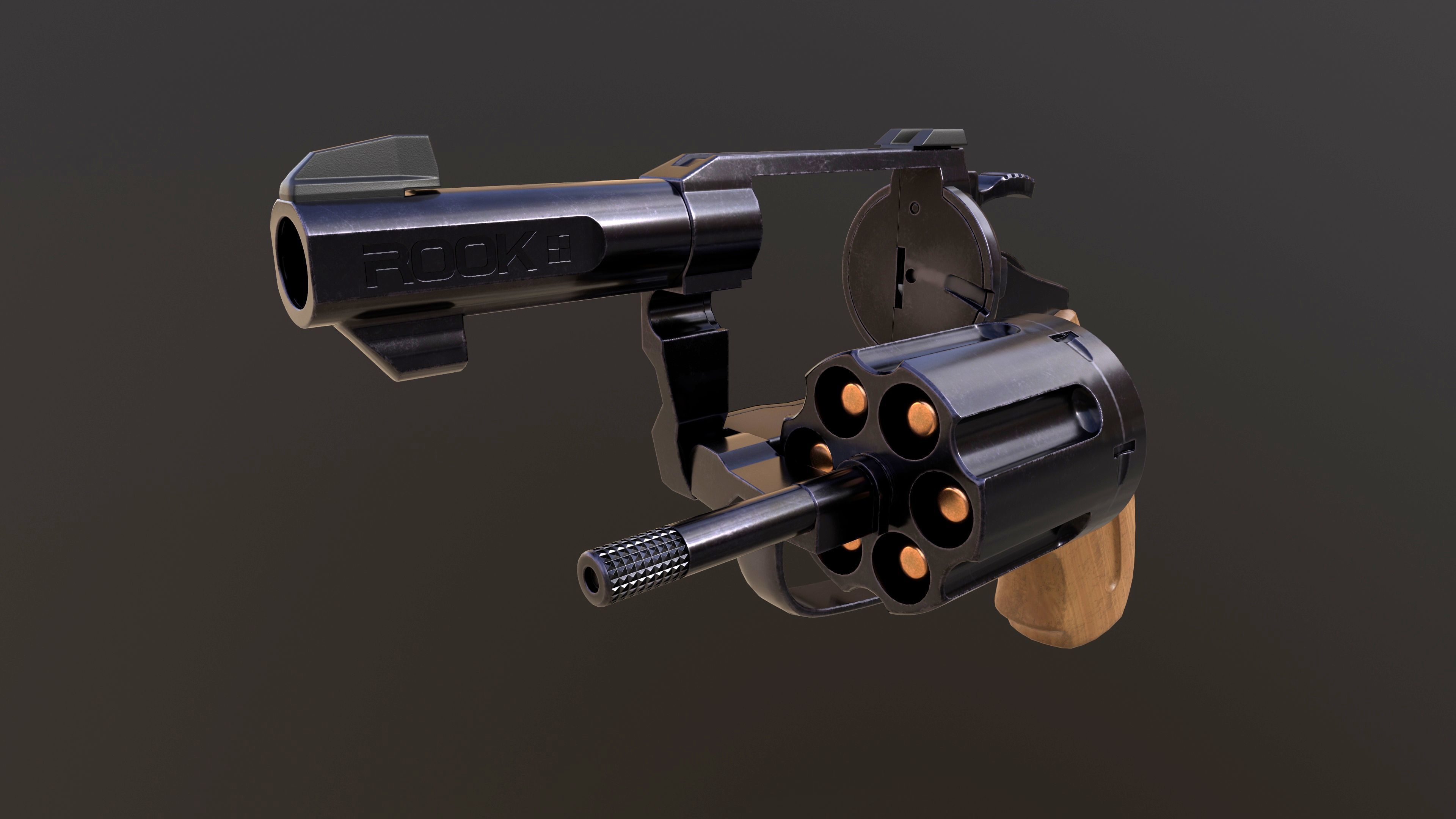 Rook Compact Revolver Blued with Accessories Low-poly 3D model_15