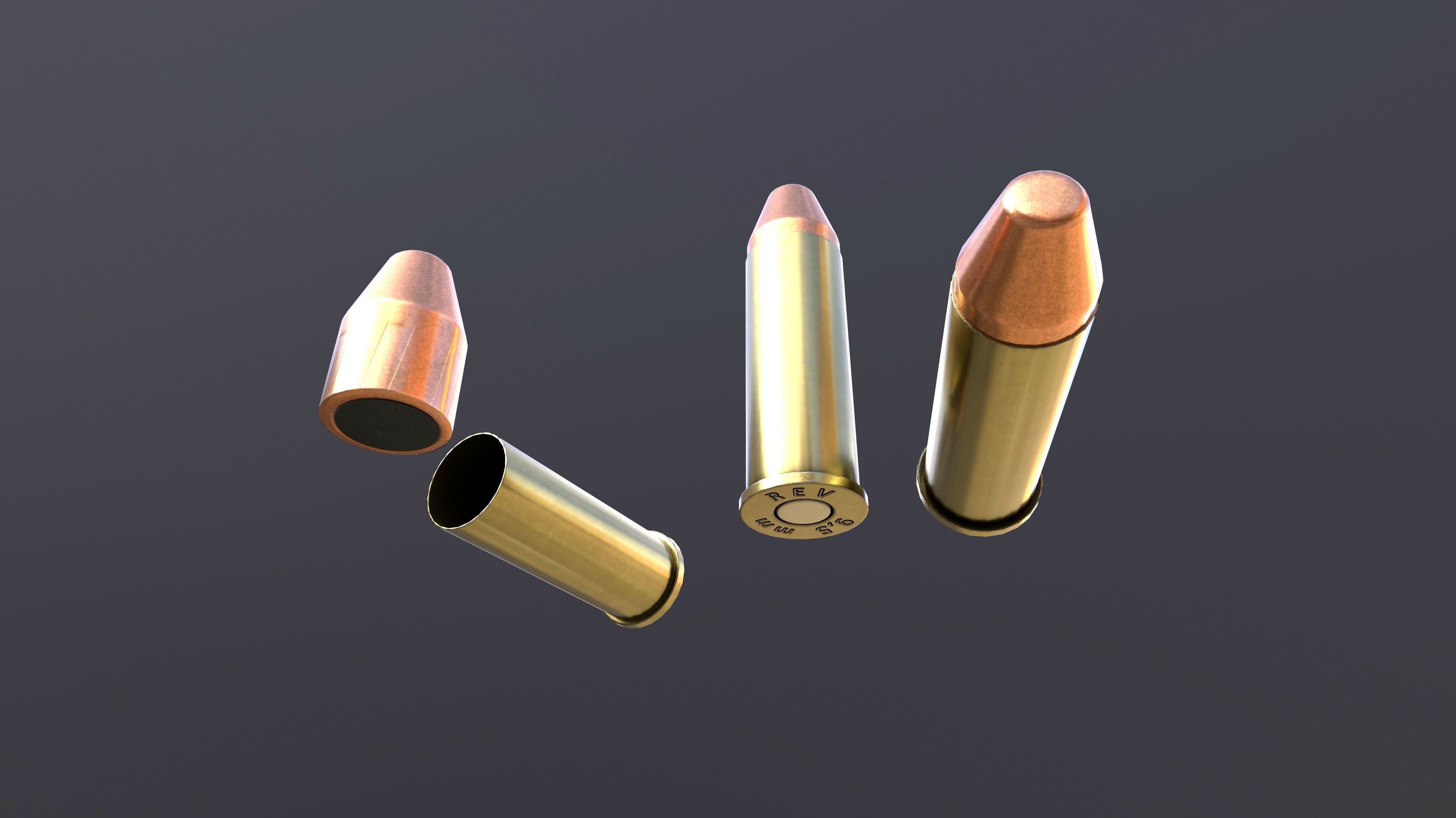 Rook Compact Revolver Blued with Accessories Low-poly 3D model_26