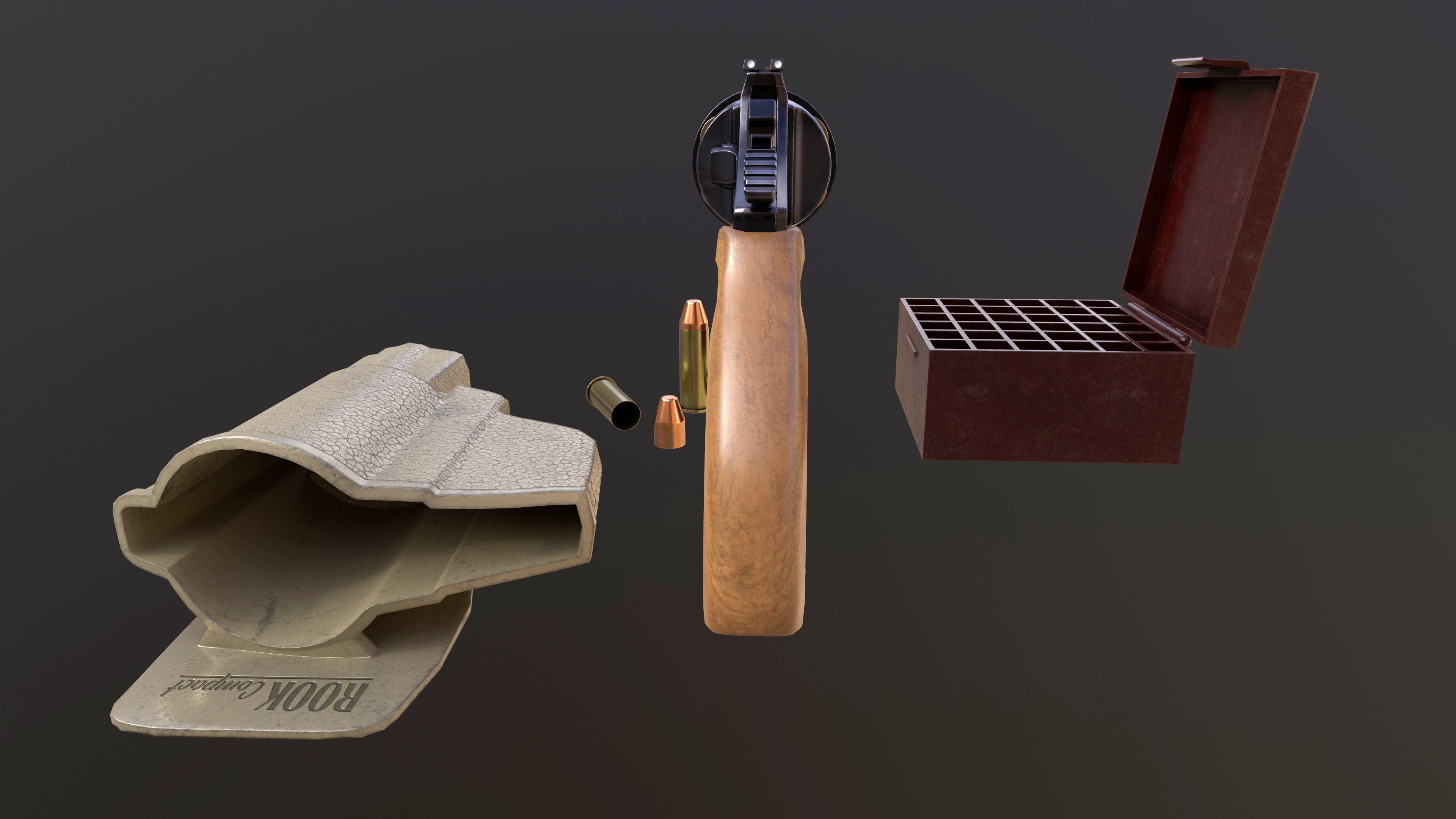 Rook Compact Revolver Blued with Accessories Low-poly 3D model_7