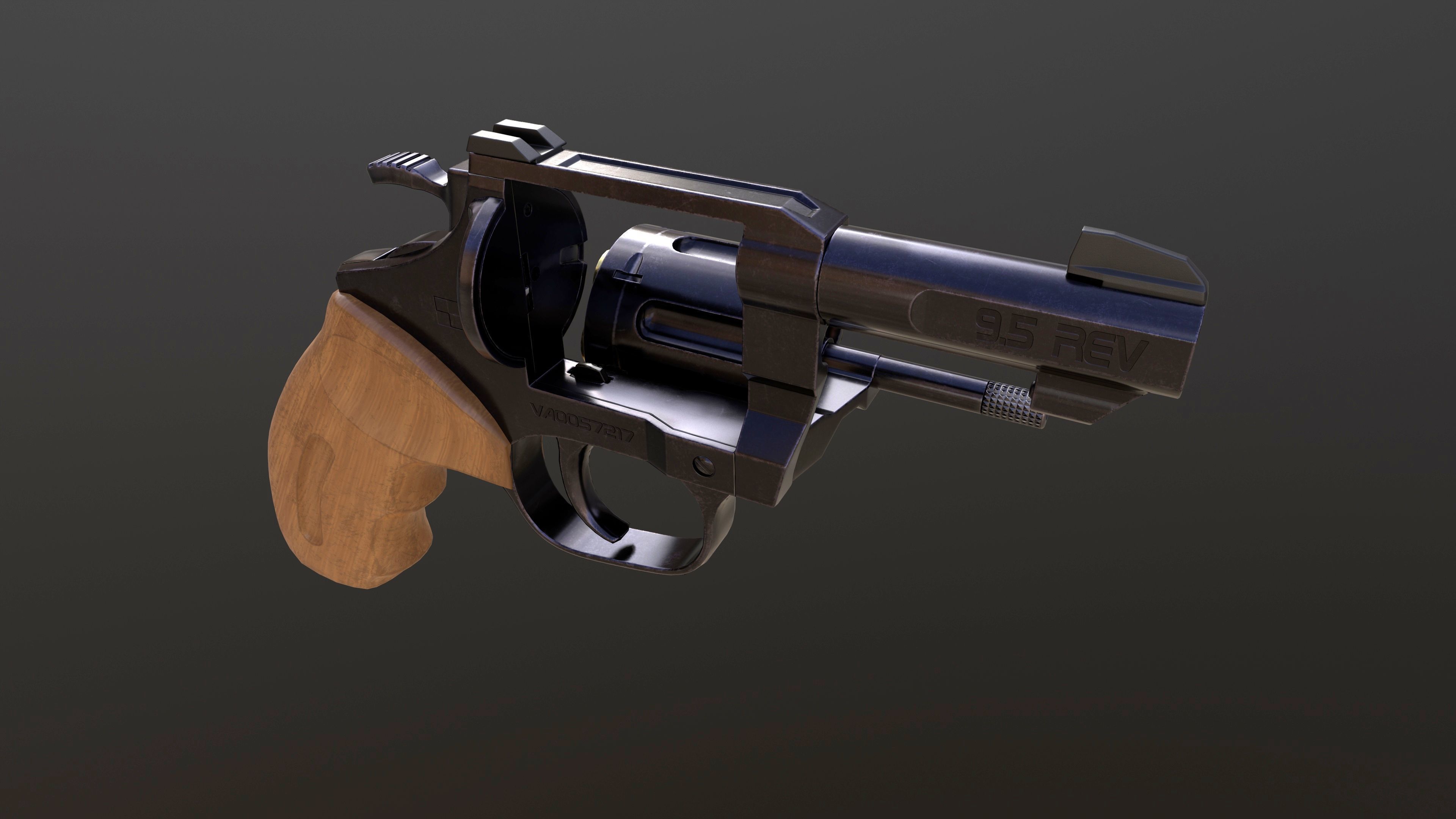 Rook Compact Revolver Blued with Accessories Low-poly 3D model_17