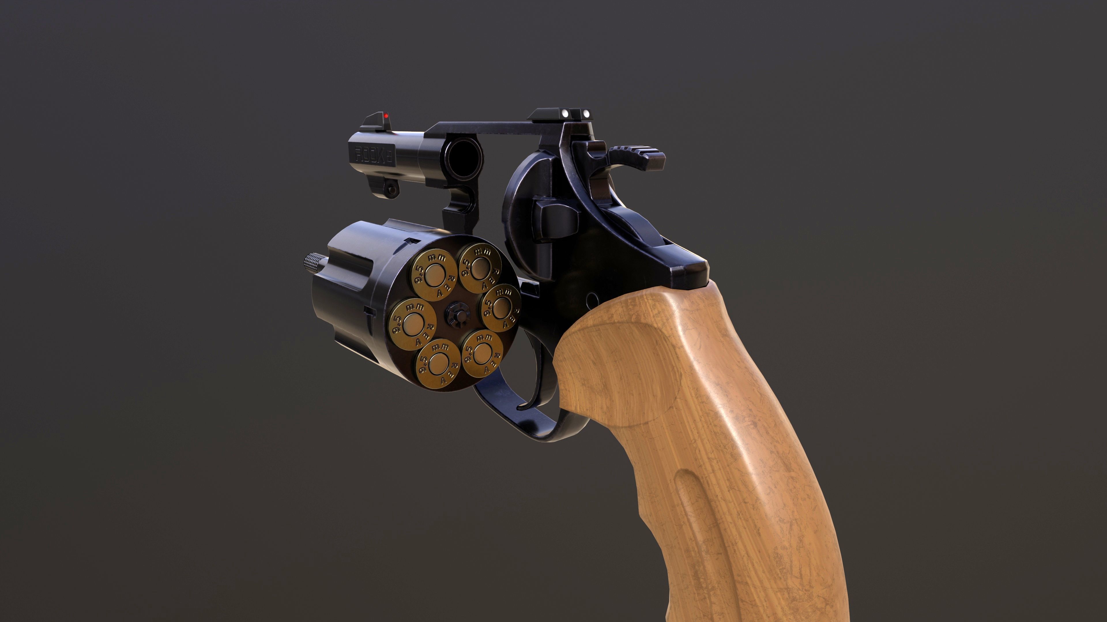 Rook Compact Revolver Blued with Accessories Low-poly 3D model_16