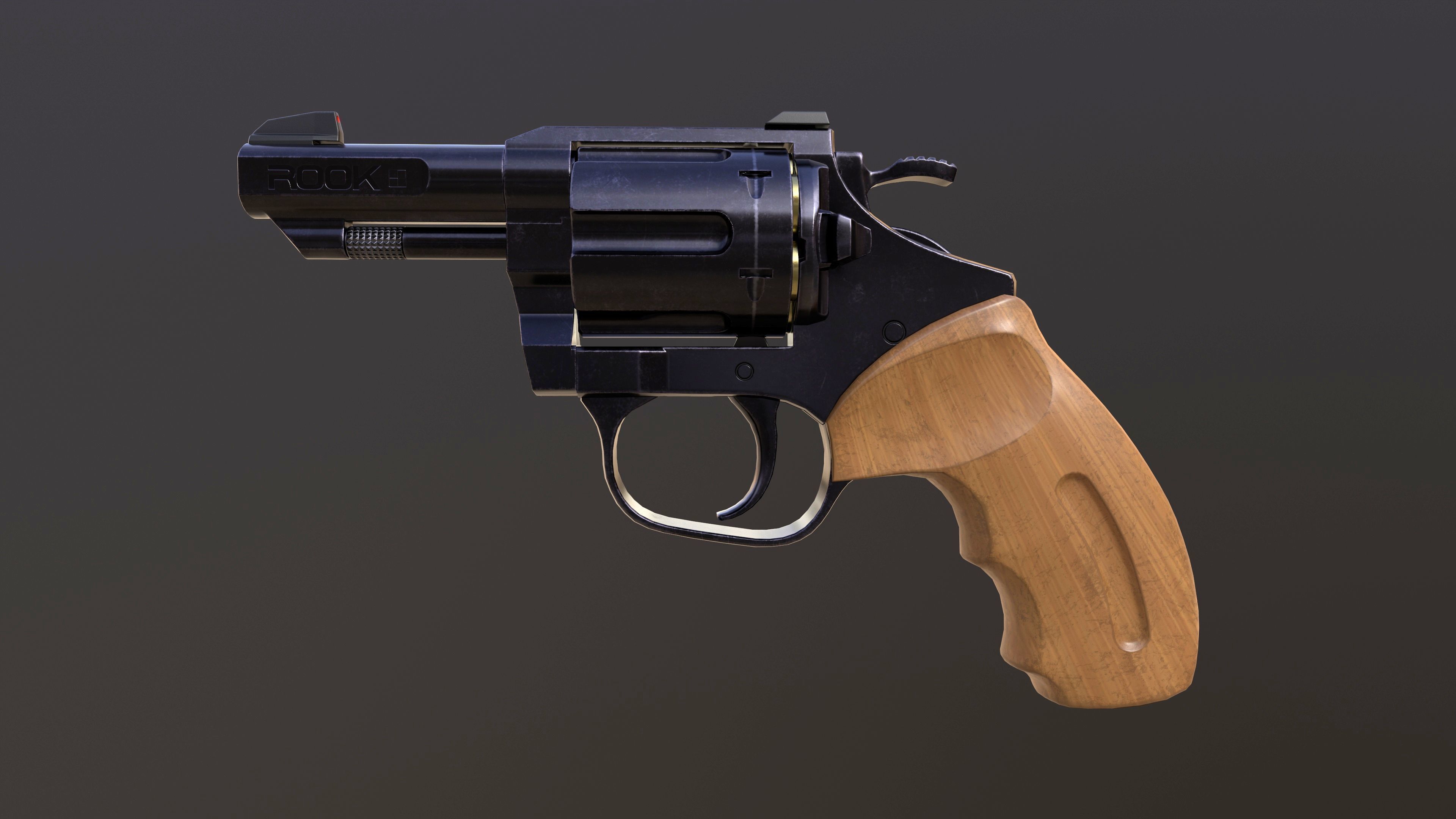 Rook Compact Revolver Blued with Accessories Low-poly 3D model_11