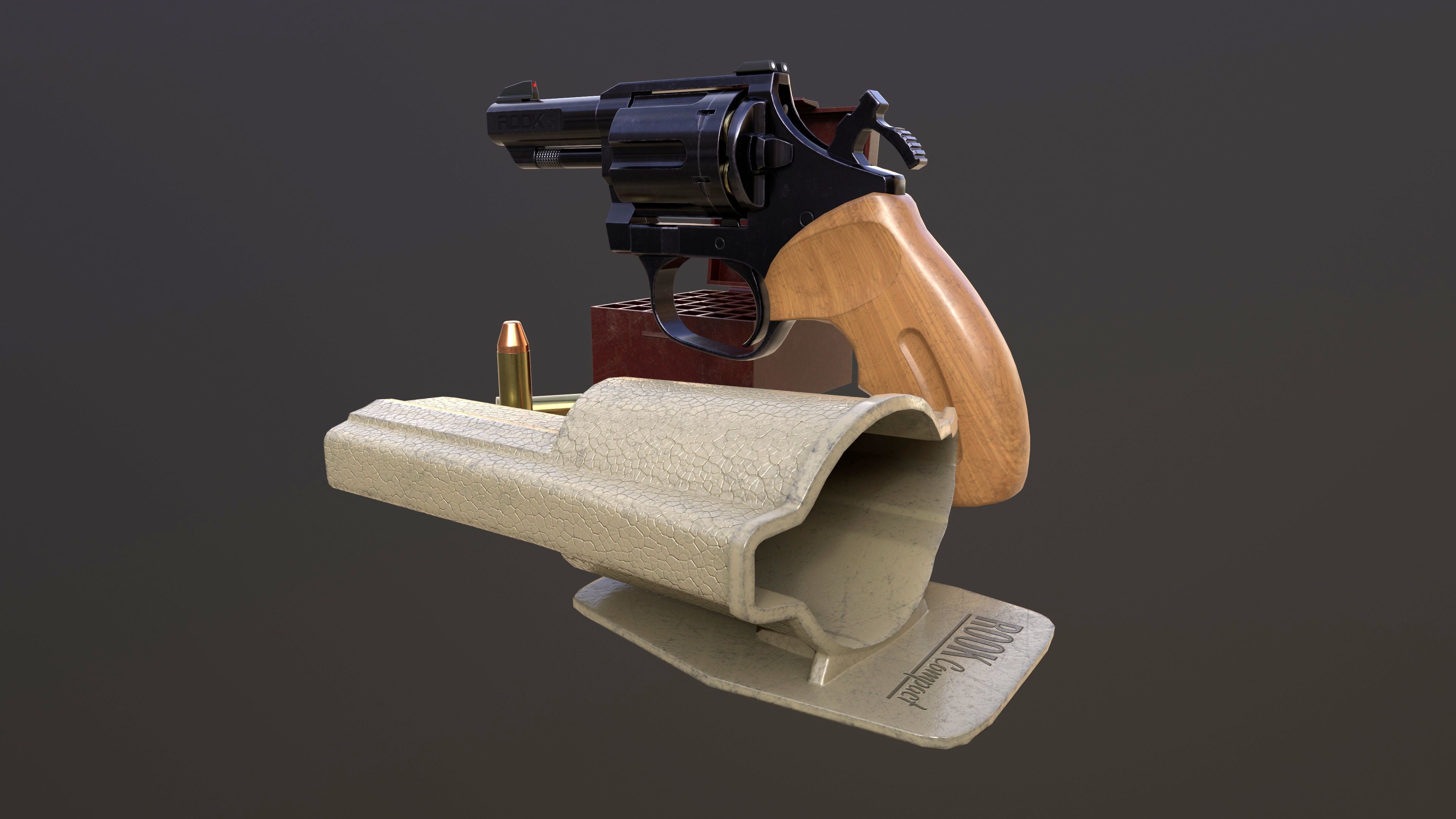 Rook Compact Revolver Blued with Accessories Low-poly 3D model_8