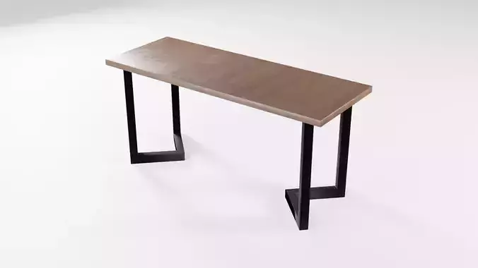 Modern loft Dinning table wooden metal id4 Low-poly 3D model