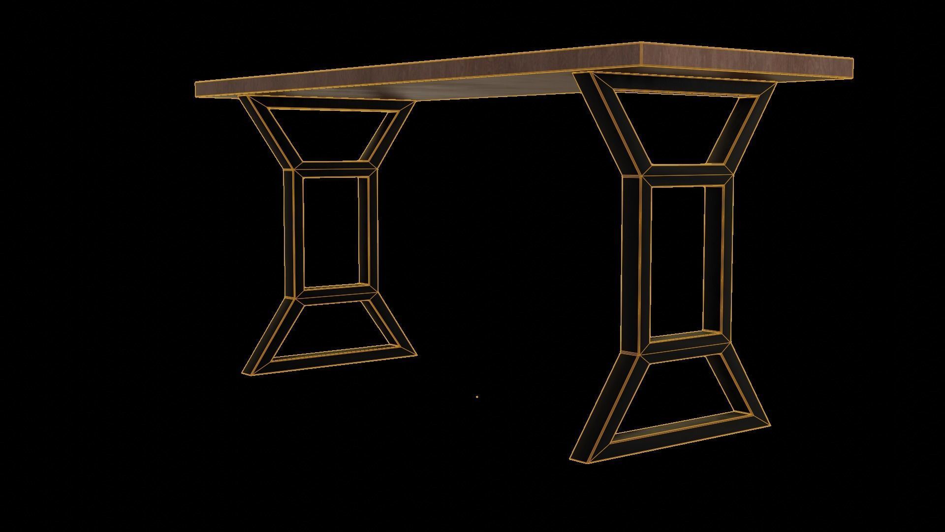 Modern loft Dinning table wooden metal id9 Low-poly 3D model_7