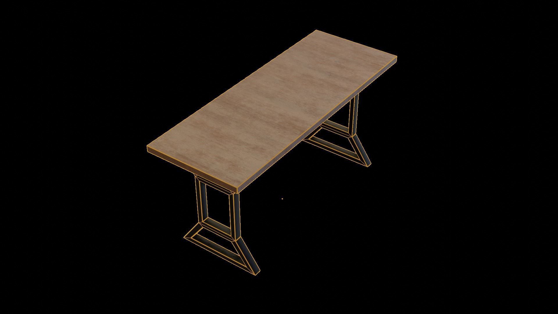 Modern loft Dinning table wooden metal id9 Low-poly 3D model_3