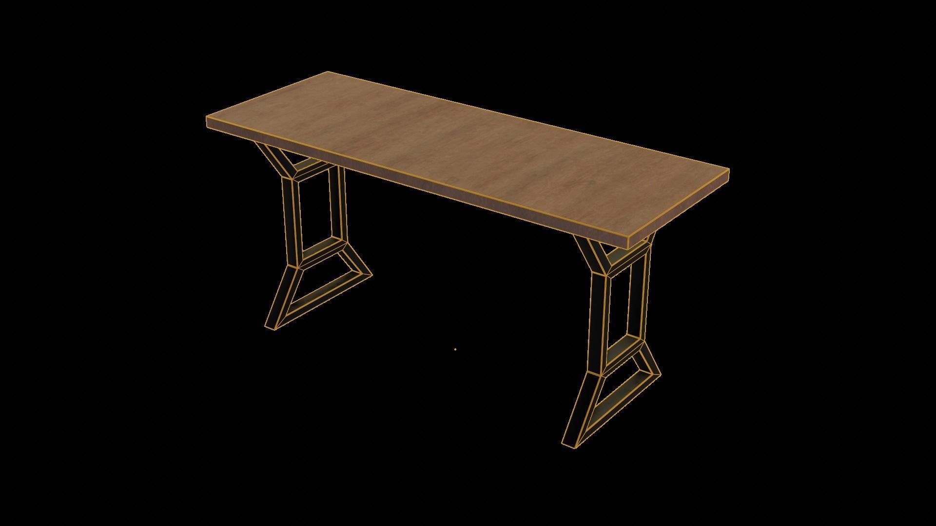 Modern loft Dinning table wooden metal id9 Low-poly 3D model_1