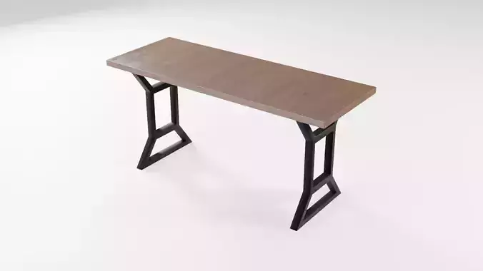 Modern loft Dinning table wooden metal id9 Low-poly 3D model