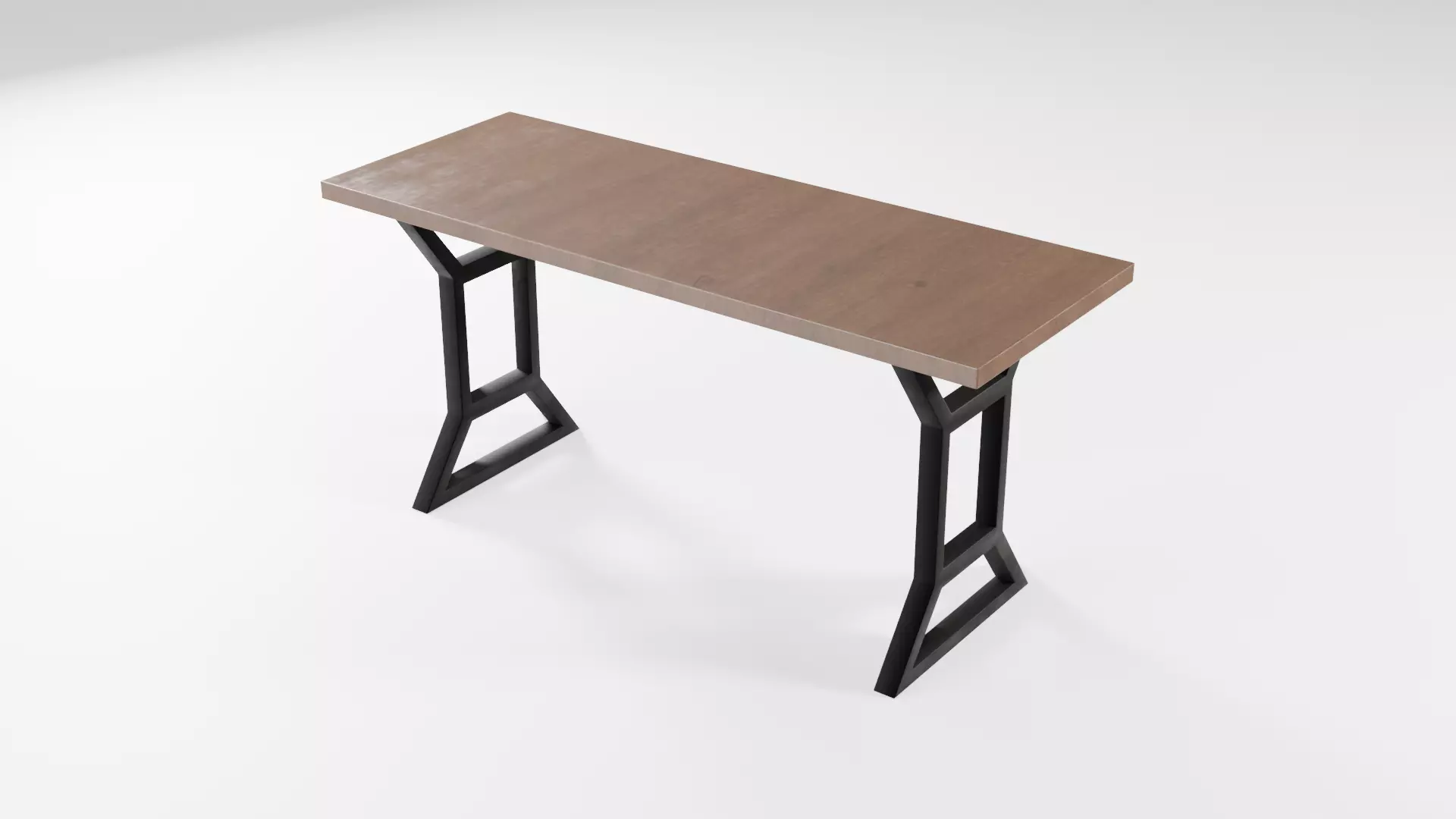 Modern loft Dinning table wooden metal id9 Low-poly 3D model_0