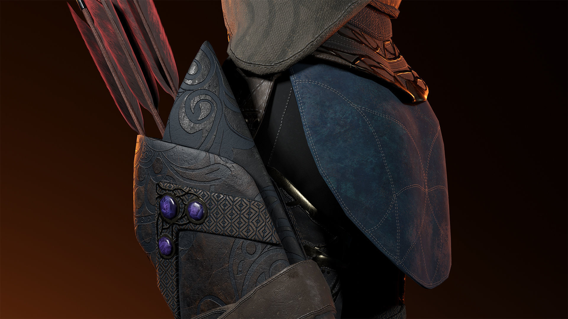 3d model Game character Archer Girl Low-poly 3D model_23