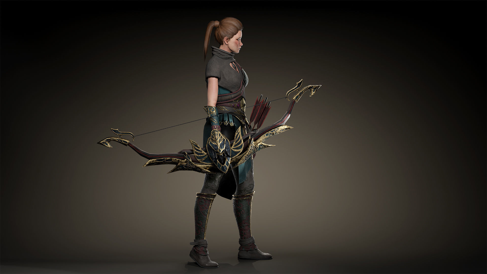 3d model Game character Archer Girl Low-poly 3D model_8