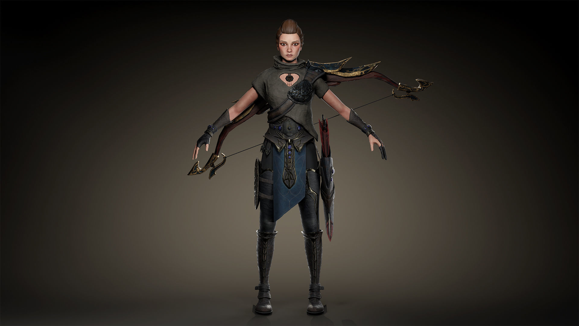 3d model Game character Archer Girl Low-poly 3D model_5