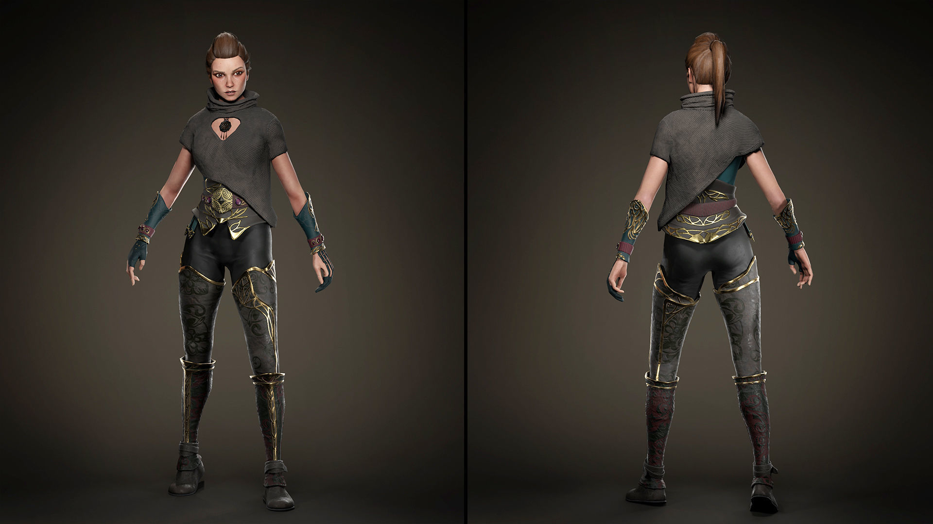 3d model Game character Archer Girl Low-poly 3D model_12