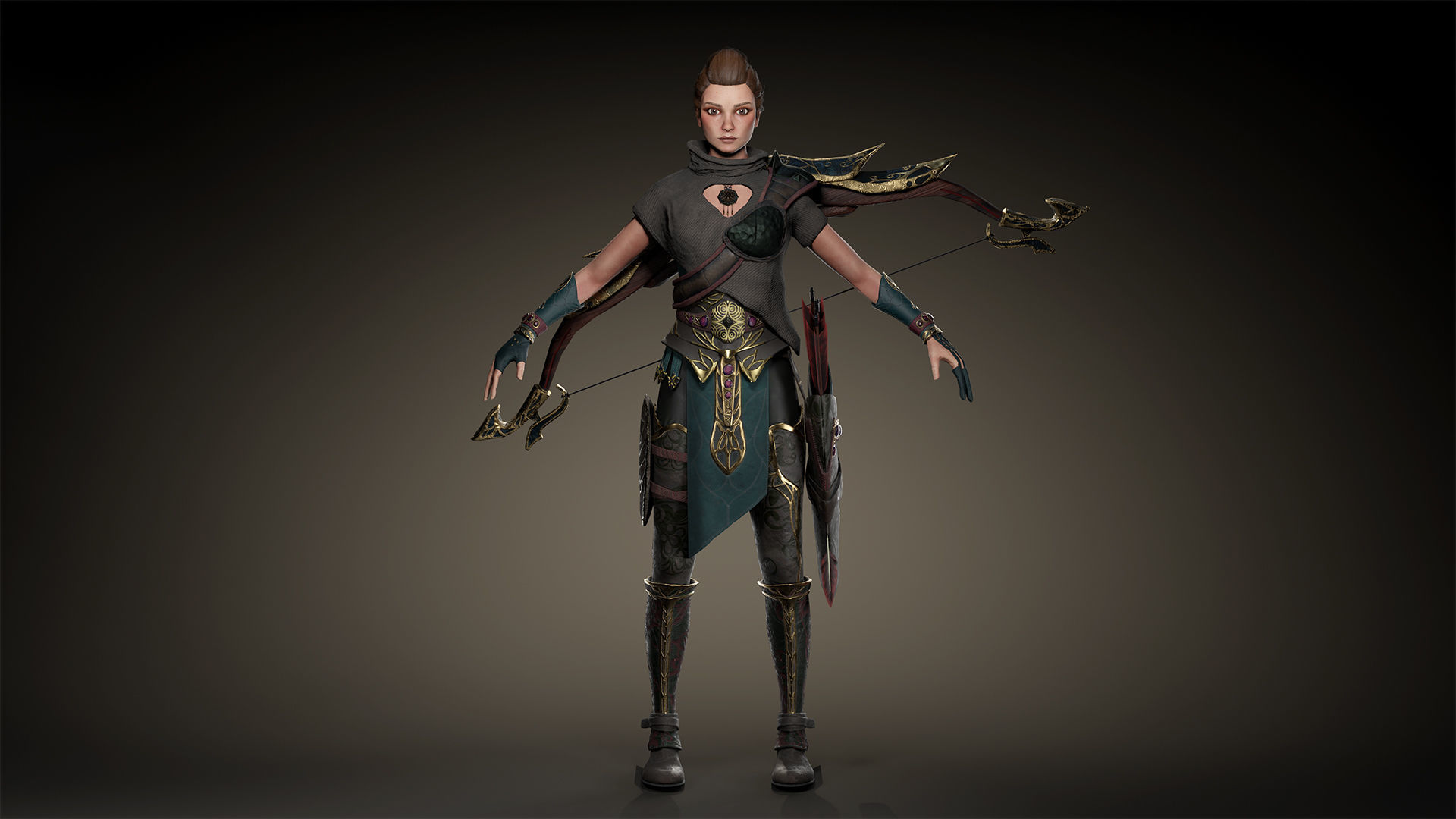 3d model Game character Archer Girl Low-poly 3D model_6