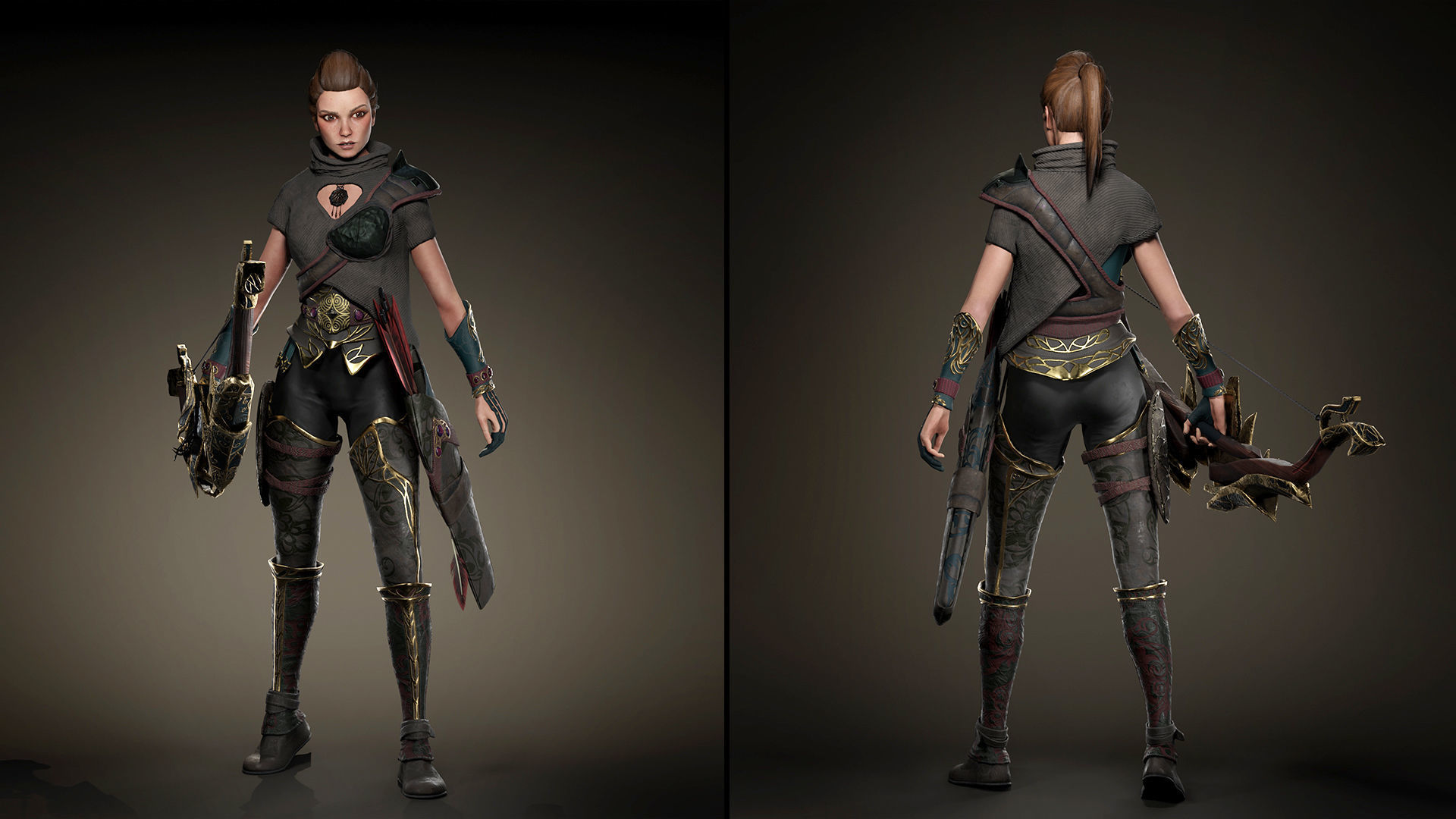 3d model Game character Archer Girl Low-poly 3D model_11