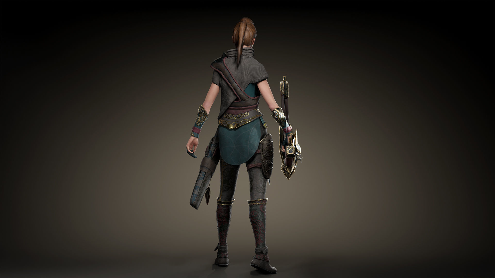 3d model Game character Archer Girl Low-poly 3D model_9