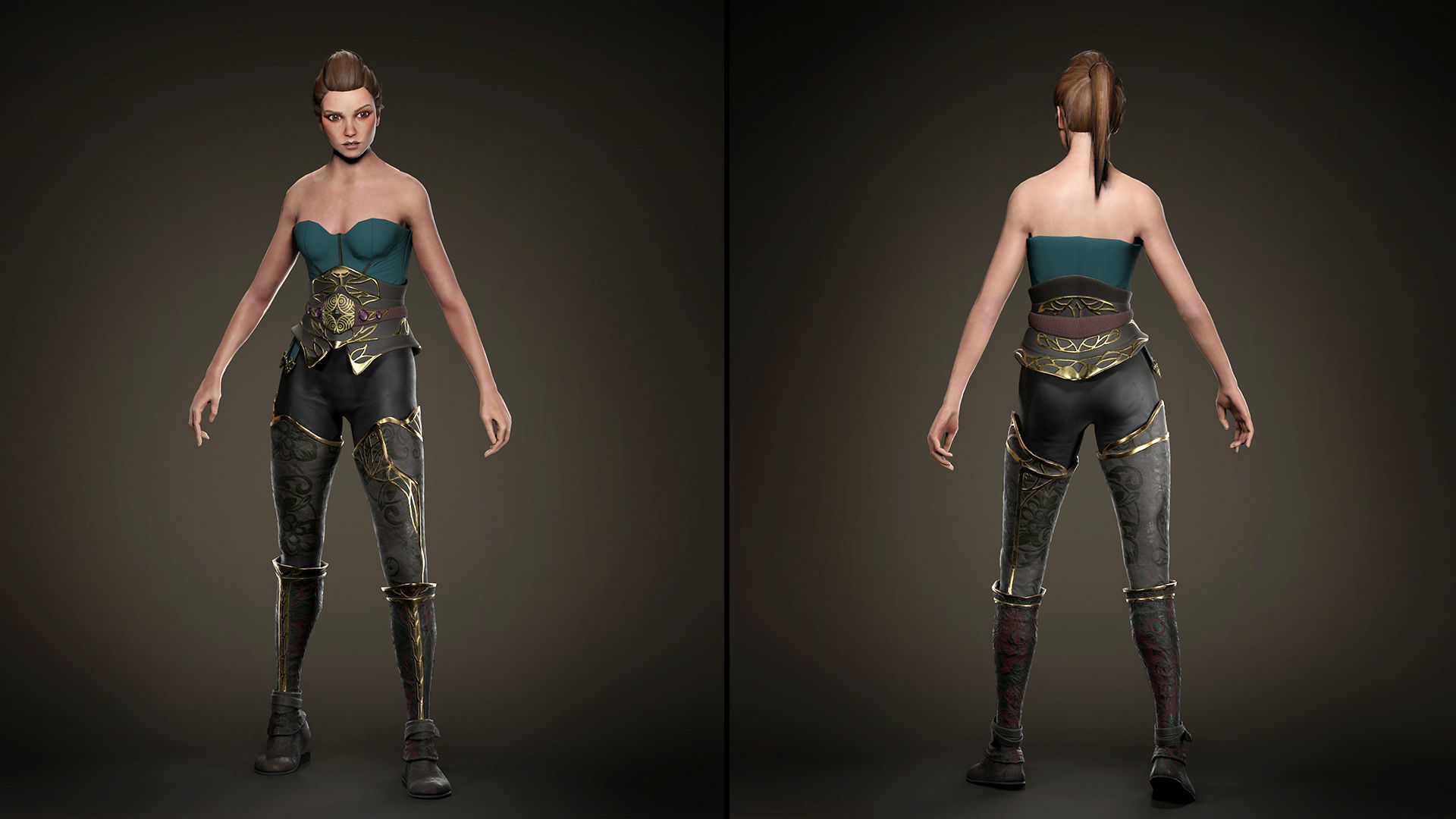 3d model Game character Archer Girl Low-poly 3D model_13