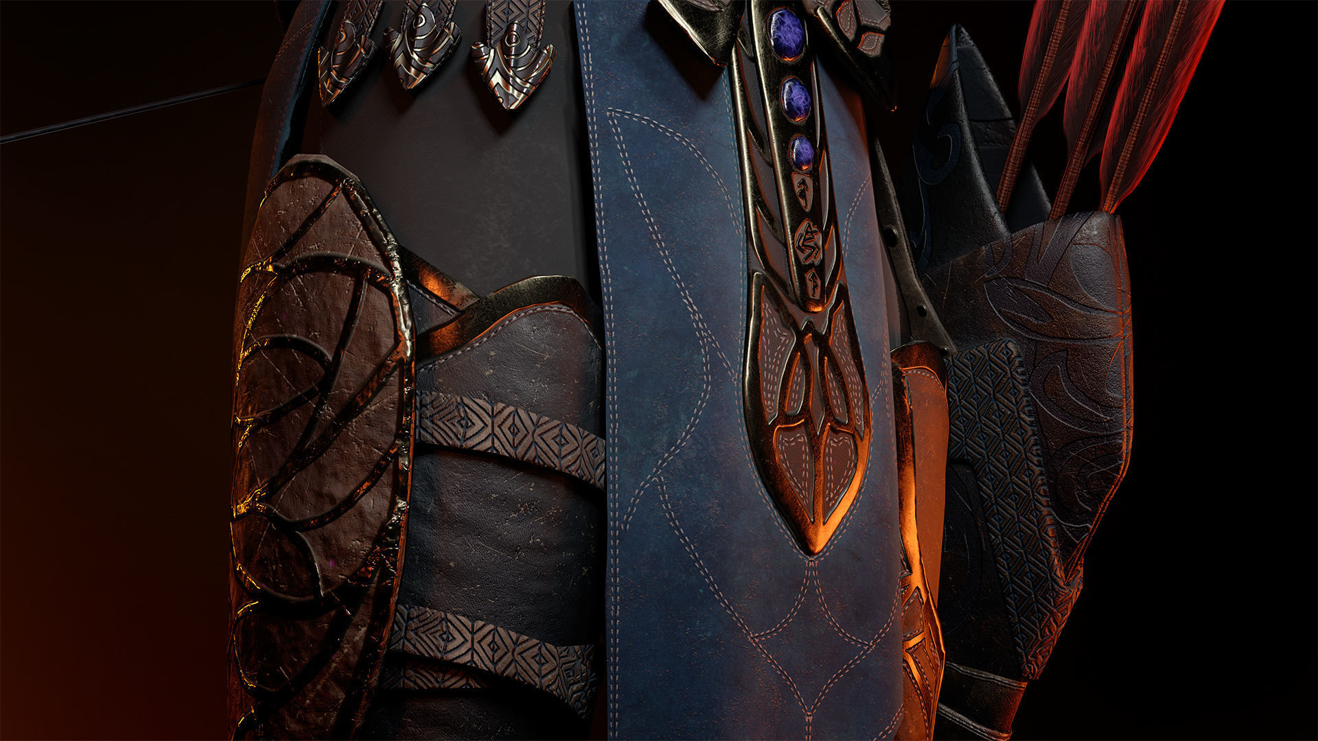 3d model Game character Archer Girl Low-poly 3D model_25