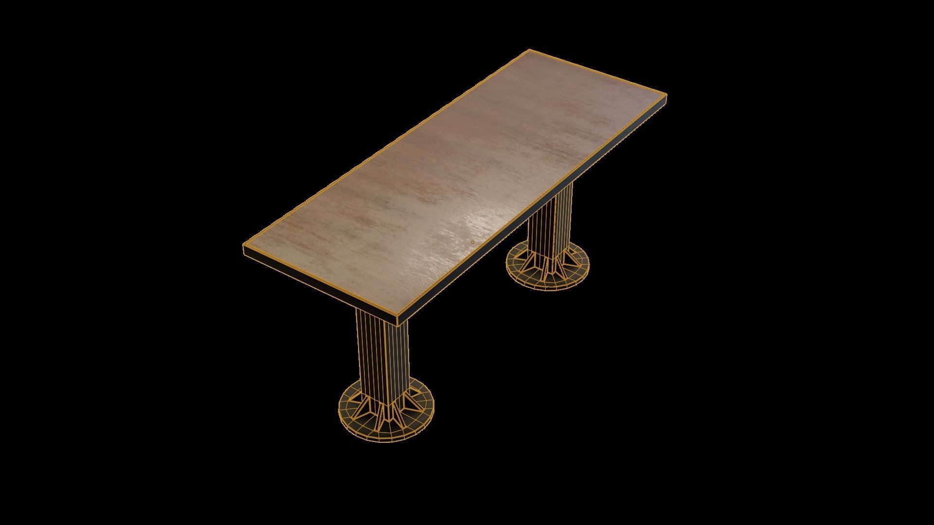 Modern loft Dinning table wooden metal id6 Low-poly 3D model_3