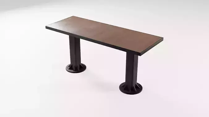 Modern loft Dinning table wooden metal id6 Low-poly 3D model