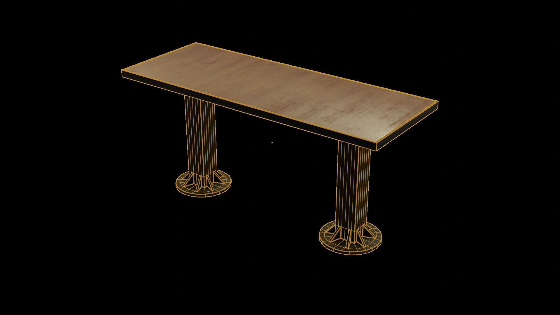 Modern loft Dinning table wooden metal id6 Low-poly 3D model_1