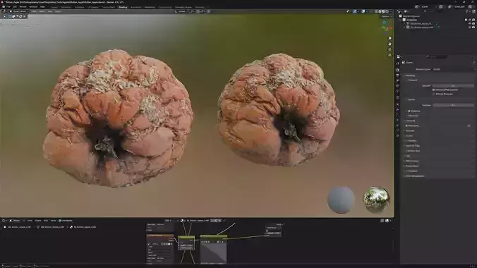 Rotten Apple 3D model Low-poly 3D model 6
