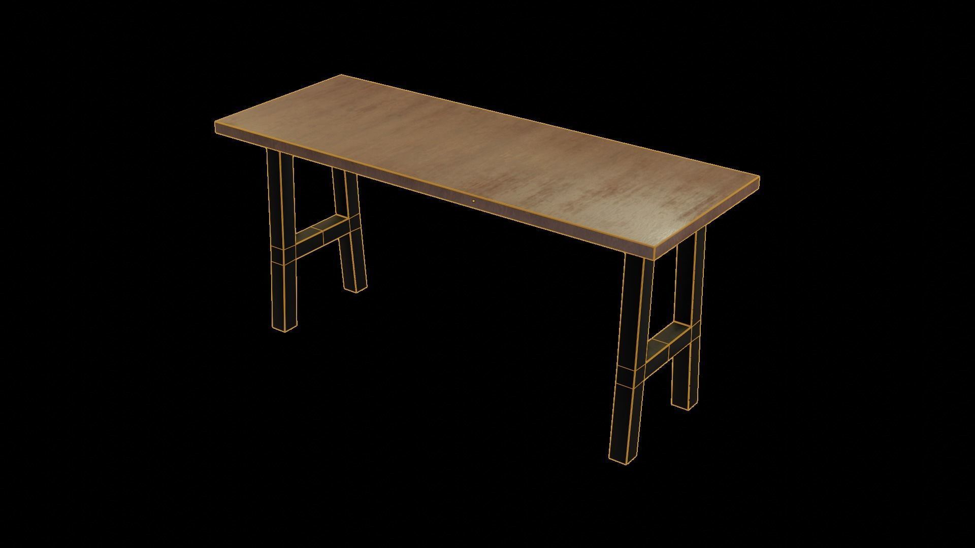 Modern loft Dinning table wooden metal id8 Low-poly 3D model_1