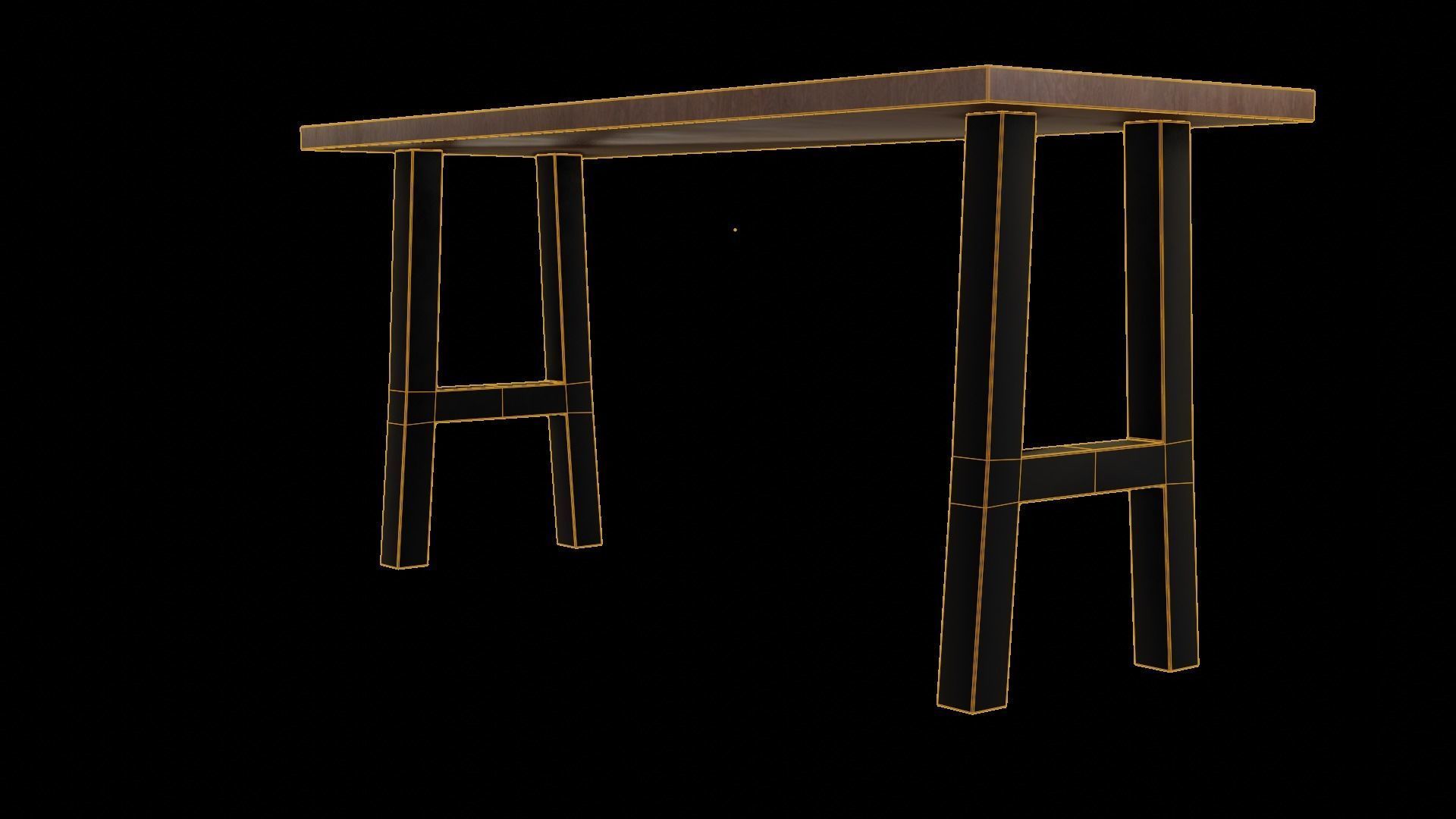 Modern loft Dinning table wooden metal id8 Low-poly 3D model_7