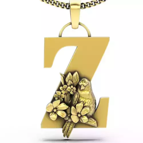 Letter Z pendant  silver gold jewelry printable 3D model