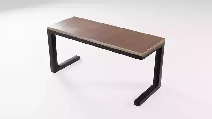 Modern loft Dinning table wooden metal id2 Low-poly 3D model