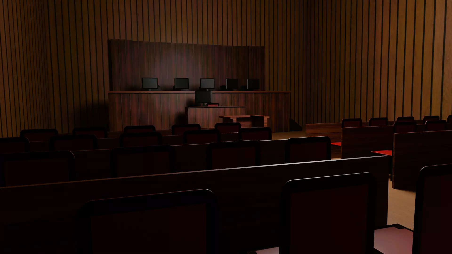 Courtroom empty Low-poly 3D model_0