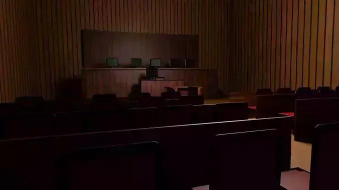 Courtroom empty Low-poly 3D model