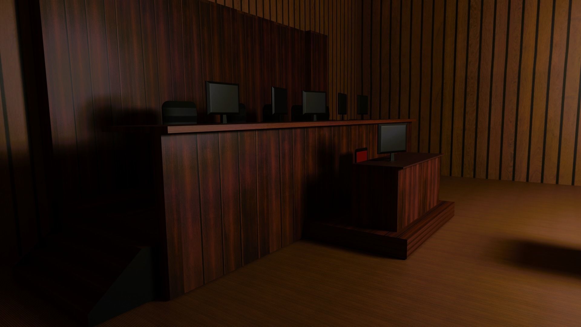 Courtroom empty Low-poly 3D model_4