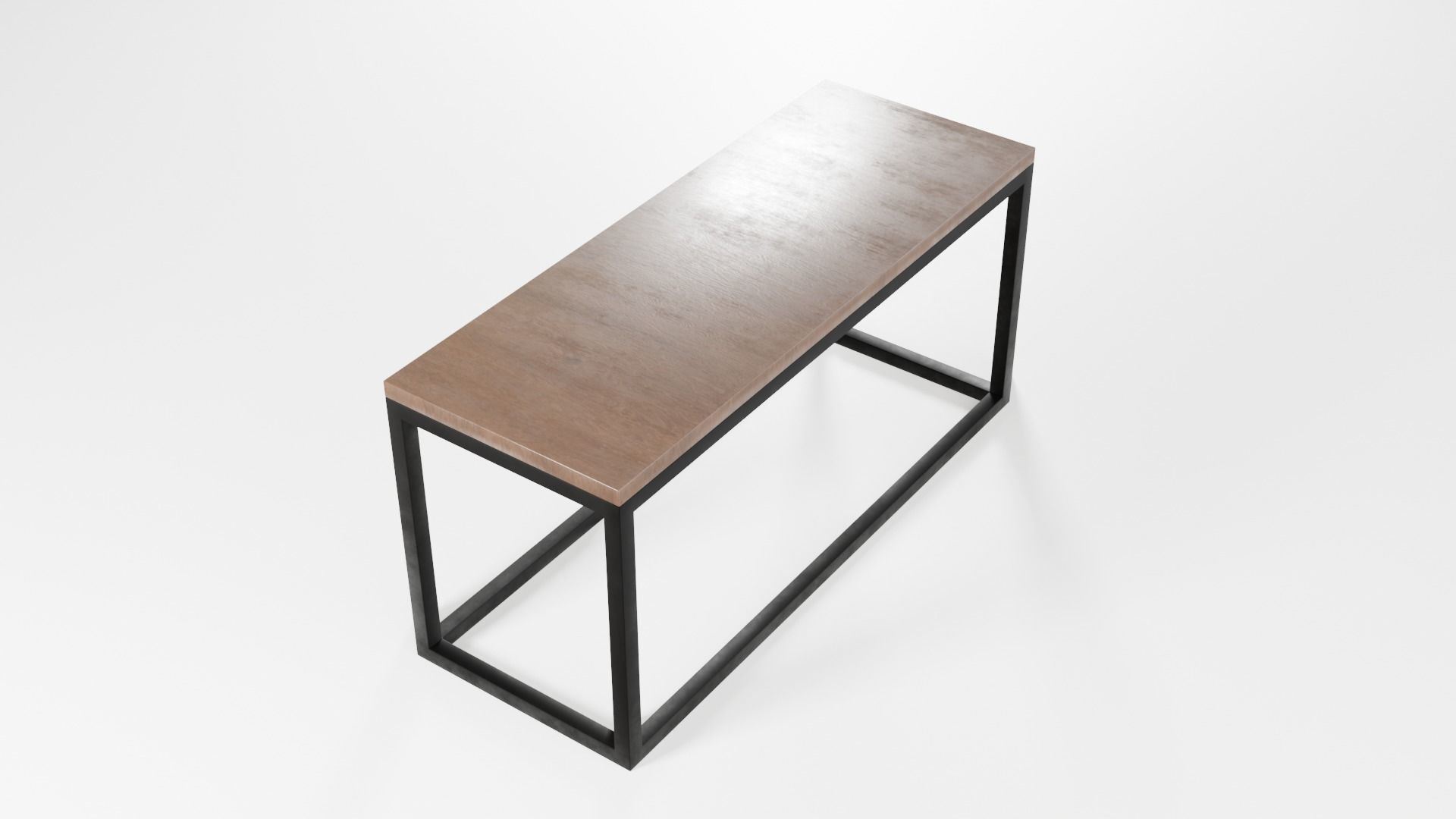 Modern loft Dinning table wooden metal id7 Low-poly 3D model_2