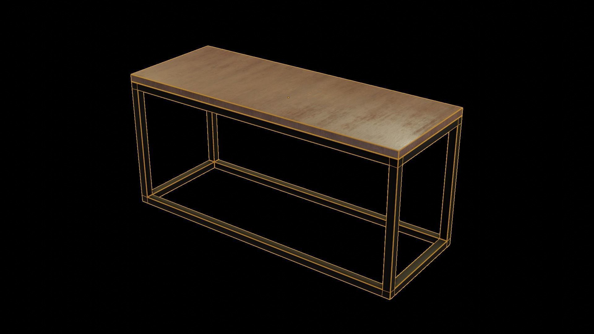 Modern loft Dinning table wooden metal id7 Low-poly 3D model_1