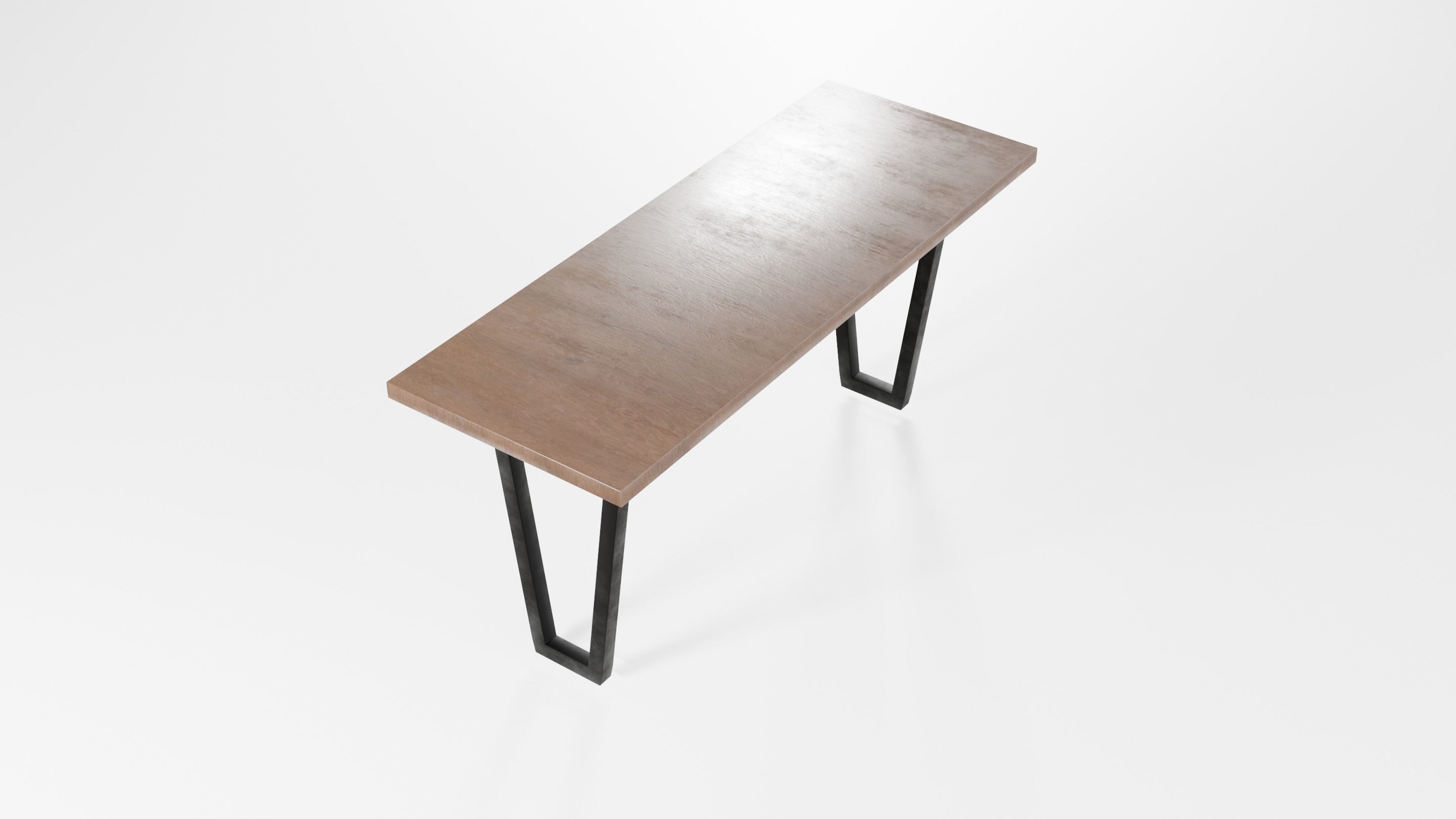 Modern loft dinning table wooden metal 12 model 3D Model Collection_6