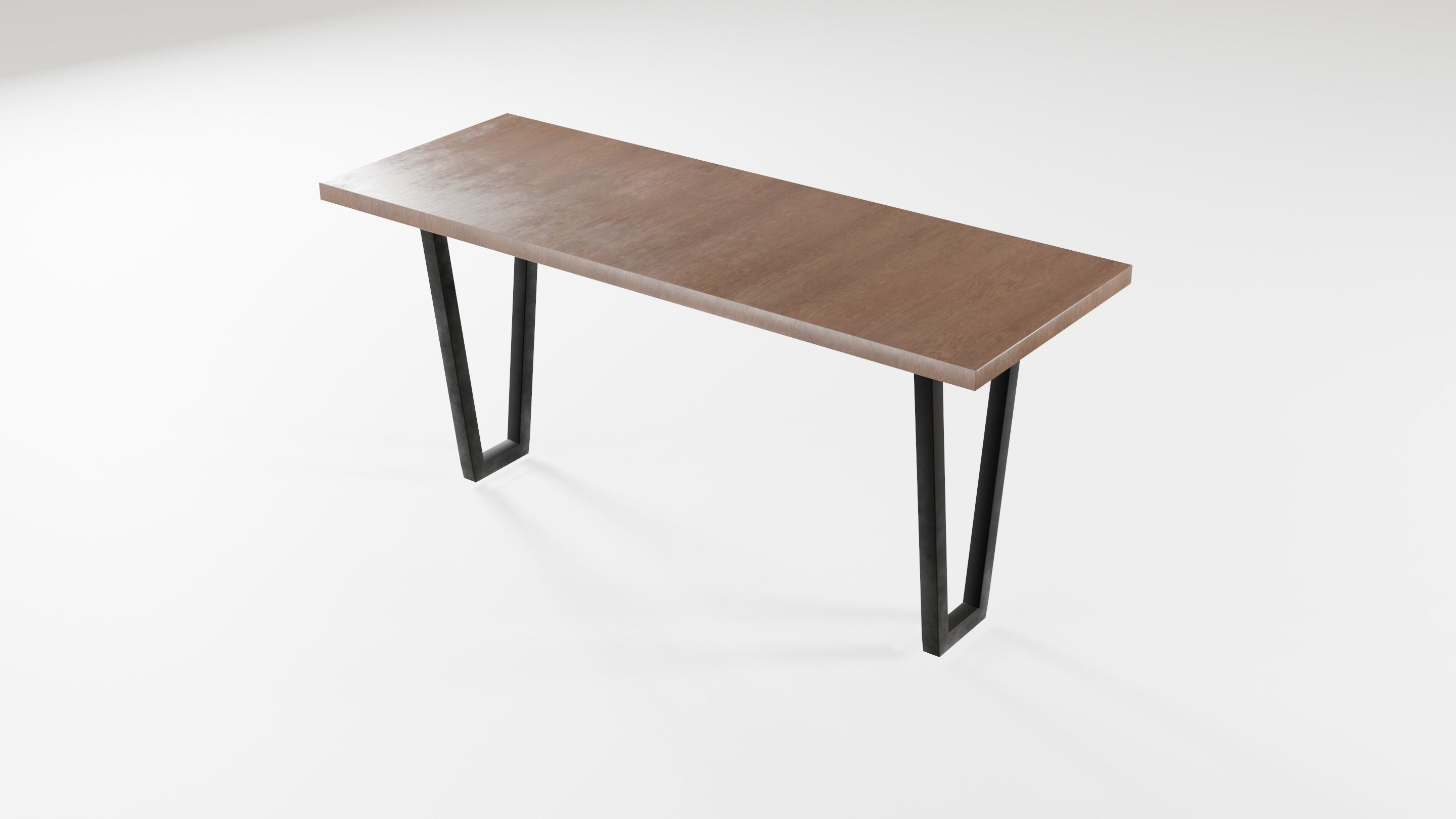 Modern loft dinning table wooden metal 12 model 3D Model Collection_8