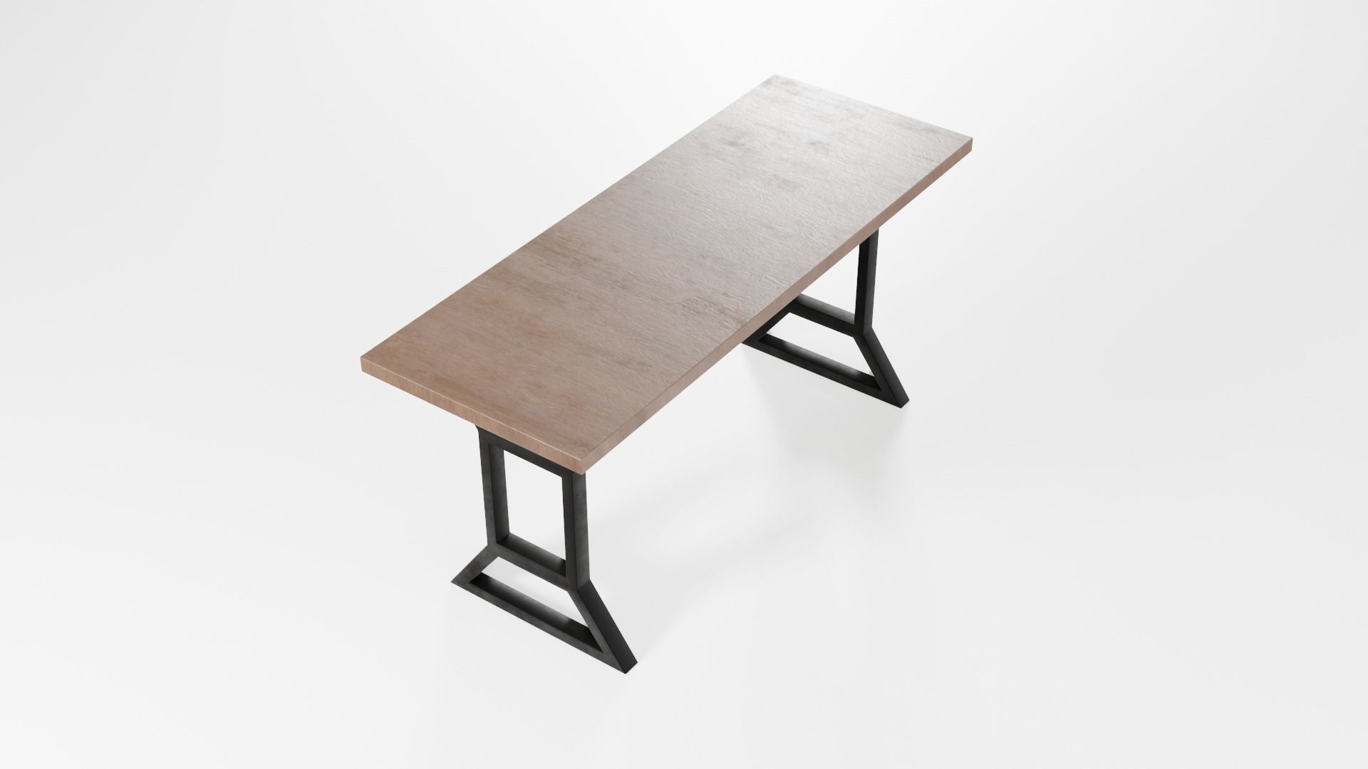 Modern loft dinning table wooden metal 12 model 3D Model Collection_27