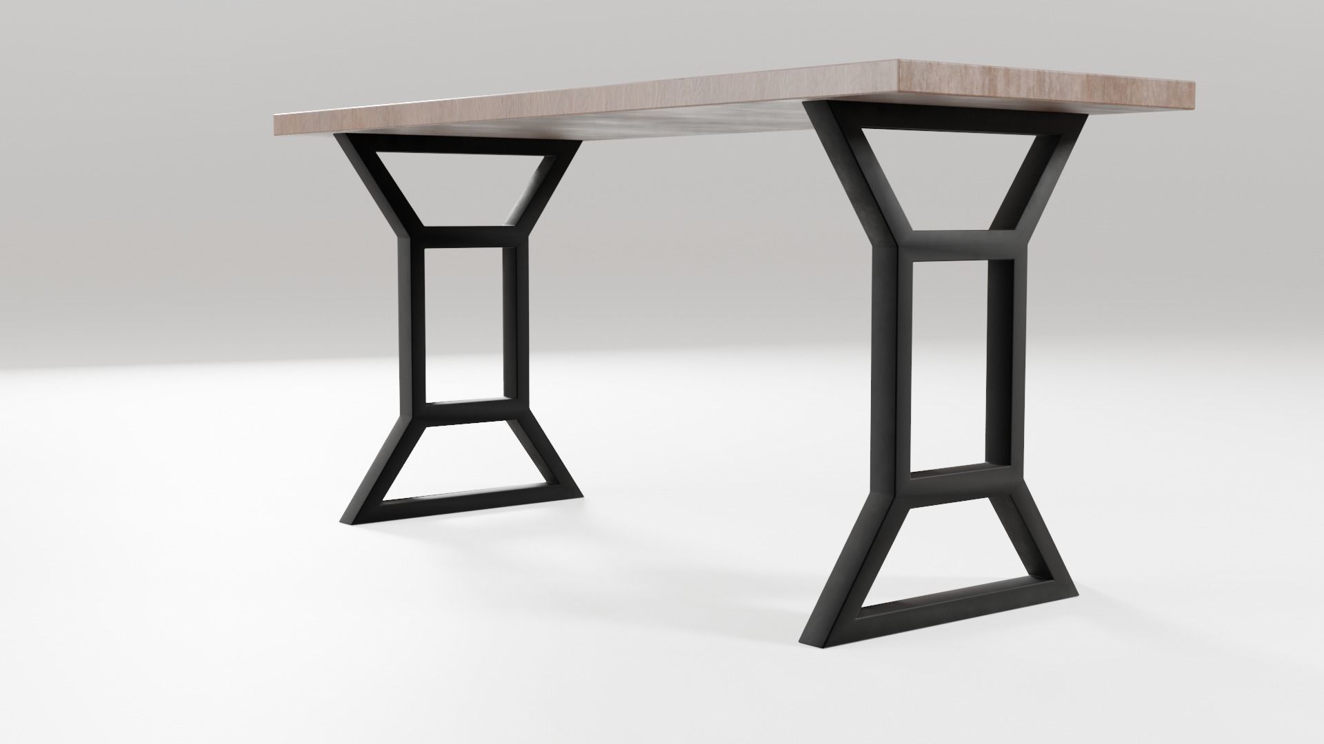 Modern loft dinning table wooden metal 12 model 3D Model Collection_28