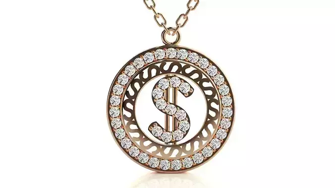 US dollar logo pendant 3dm stl render details 