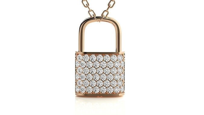 Lock pendant 3dm stl render details  3D print model