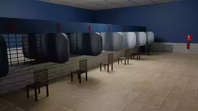 Prison Visit Room Low-poly 3D model