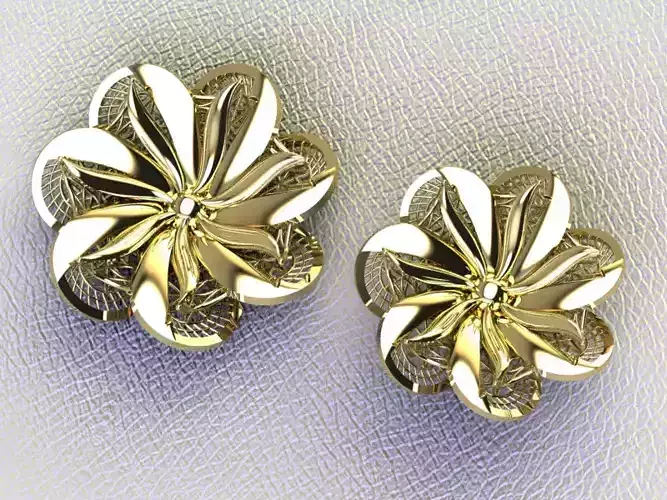 FLOWER SET two gold plated earrings