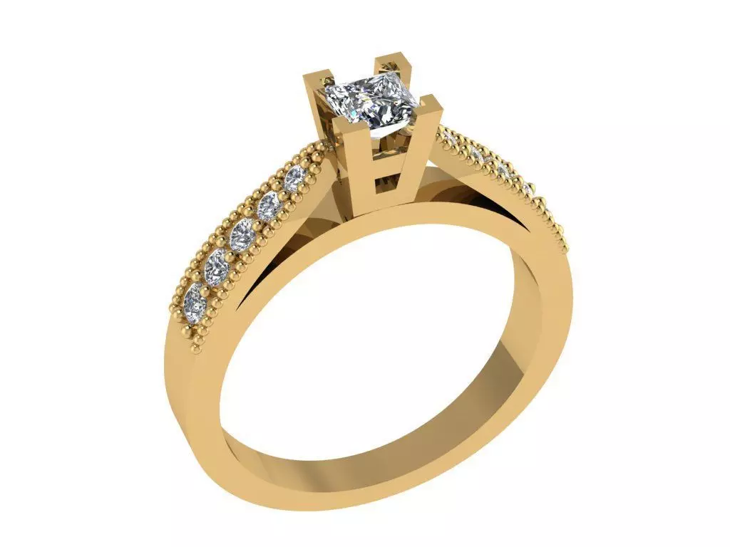 Ring367 gold engagement ring with diamonds 3D print model_0