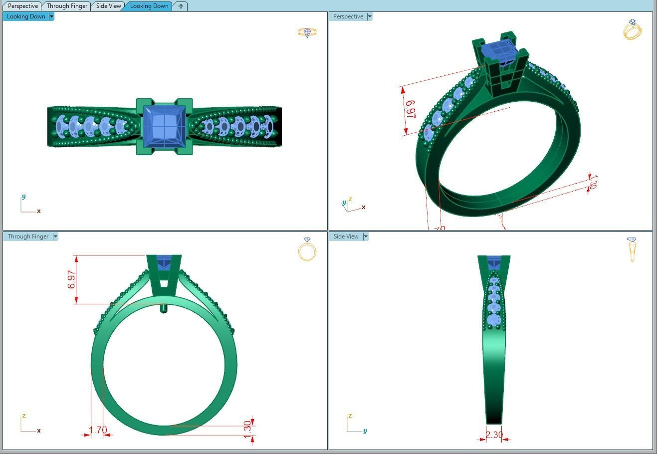 Ring367 gold engagement ring with diamonds 3D print model_5